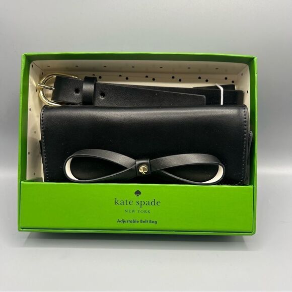 Kate Spade New York Leather Adjustable Bow Belt Bag Size S/M Black - Picture 2 of 4